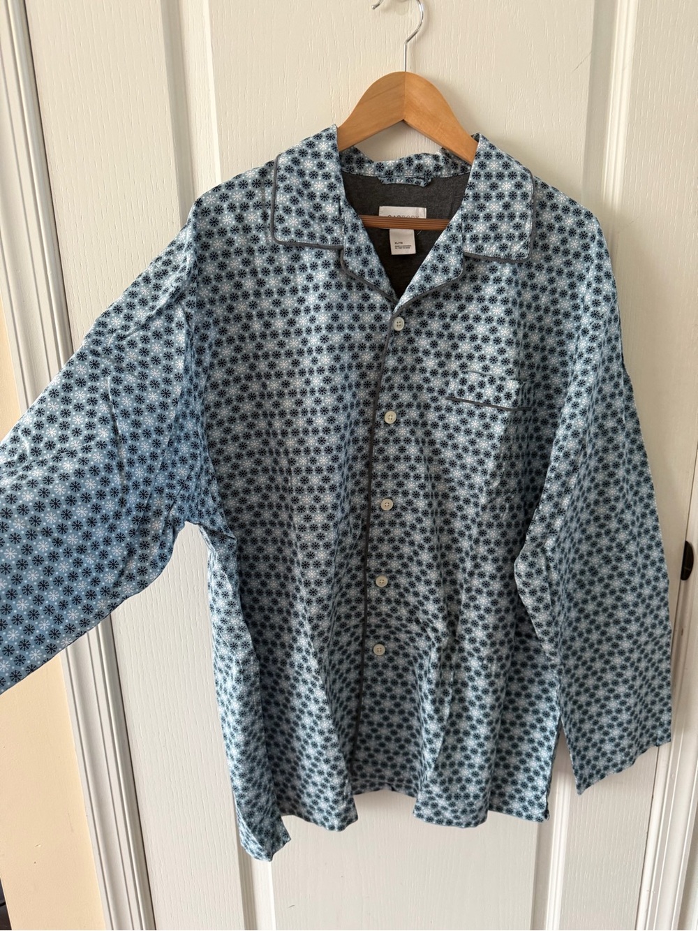 Men's Light Blue Printed Pajamas- Casual Button-Up